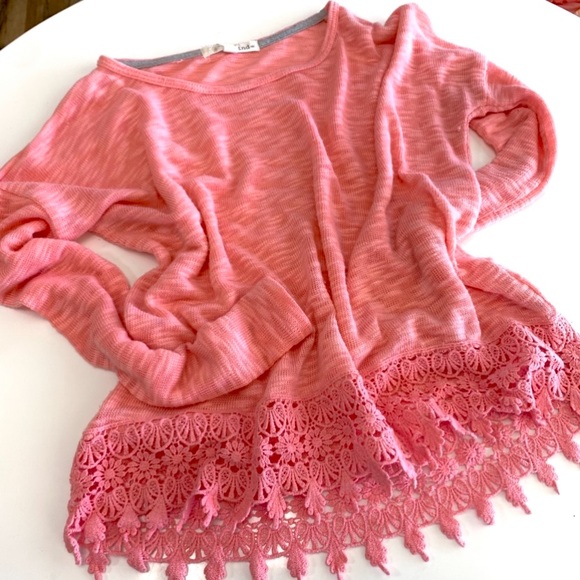 Boho Peach Sheer Summer Knit Top - Picture 2 of 2